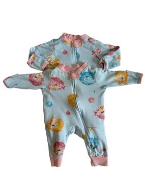 Set of 2 Burt's Bees Blue and Pink Baby Pajamas - Sz Newborn